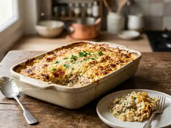 Gratin de riz onctueux au thon et parmesan - Photo de présentation