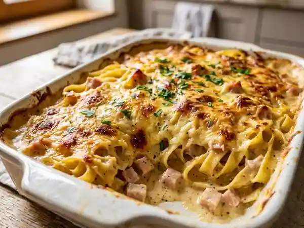 Tagliatelles au jambon : fondant et gratiné - Photo de présentation