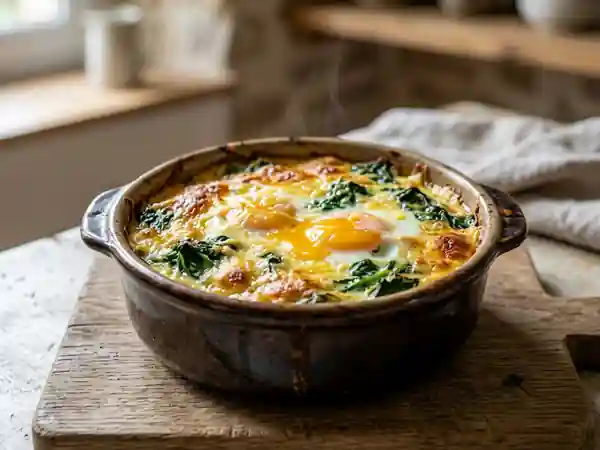 Gratin d'œufs fondants aux épinards - Photo de présentation