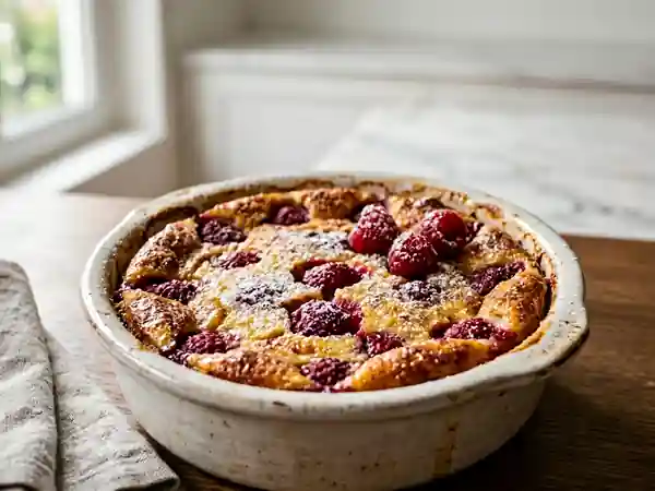 Gratin fondant aux framboises fraîches - Photo de présentation