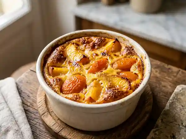 Gratin fondant aux pêches et abricots rôtis - Photo de présentation