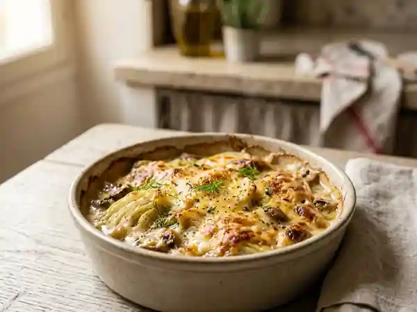 Gratin de fenouil fondant aux champignons - Photo de présentation