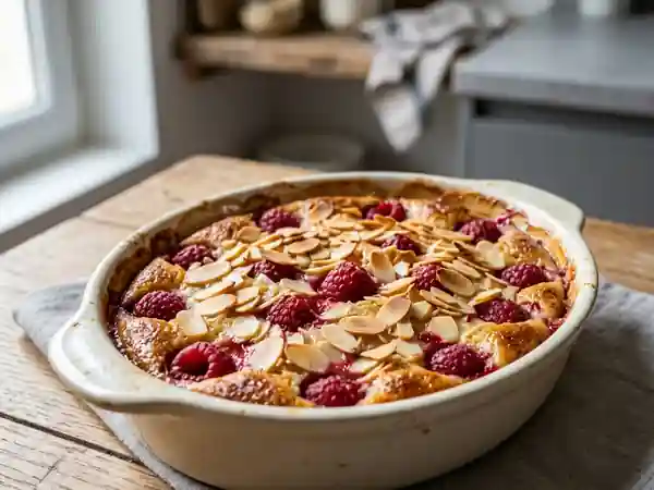 Gratin de framboises et crème d'amande fondante - Photo de présentation