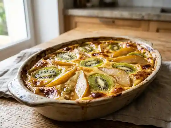 Gratin fondant de kiwis et poires caramélisées - Photo de présentation