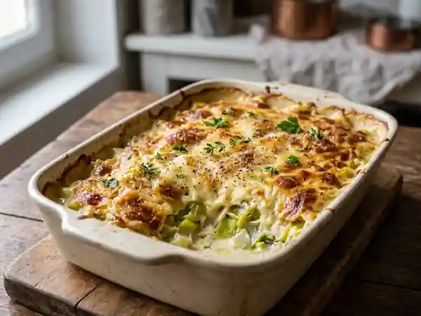 Gratin de poireaux fondant au Beaufort fruité - Photo de présentation