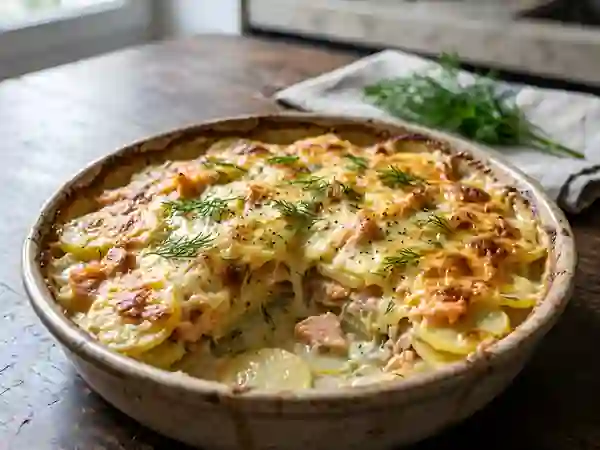 Gratin fondant saumon fumé et aneth - Photo de présentation
