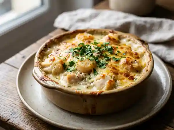 Gratin onctueux de Saint-Jacques et lotte - Photo de présentation