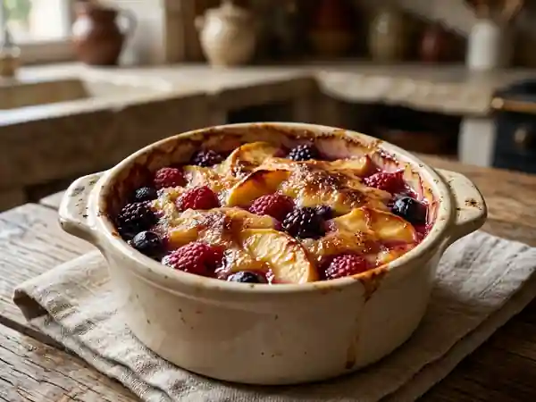 Gratin de pommes et fruits rouges cannelle - Photo de présentation