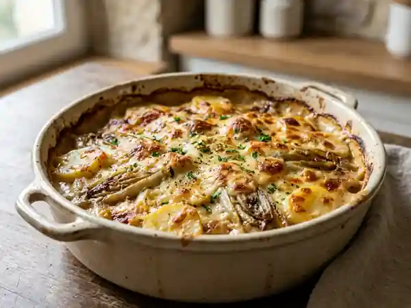 Gratin fondant endives et pommes de terre - Photo de présentation