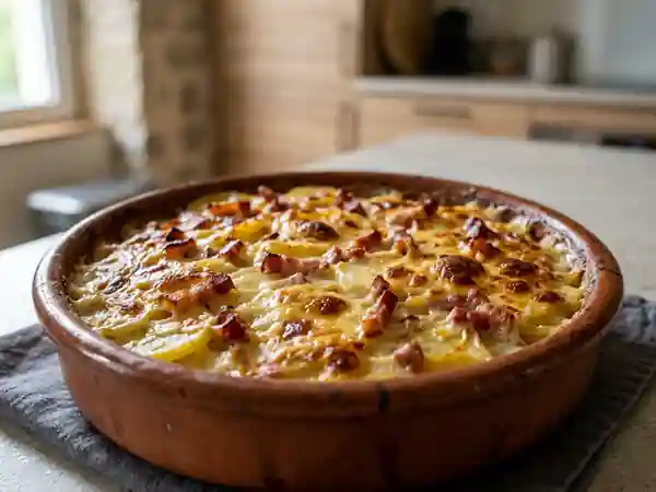 Gratin montagnard fondant au jambon et raclette - Photo de présentation
