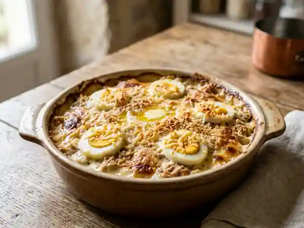 Gratin savoureux au thon et œufs fondants - Photo de présentation