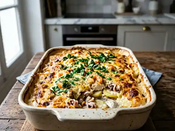 Gratin du pêcheur onctueux aux fruits de mer - Photo de présentation