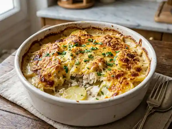 Gratin savoureux aux restes de poisson - Photo de présentation