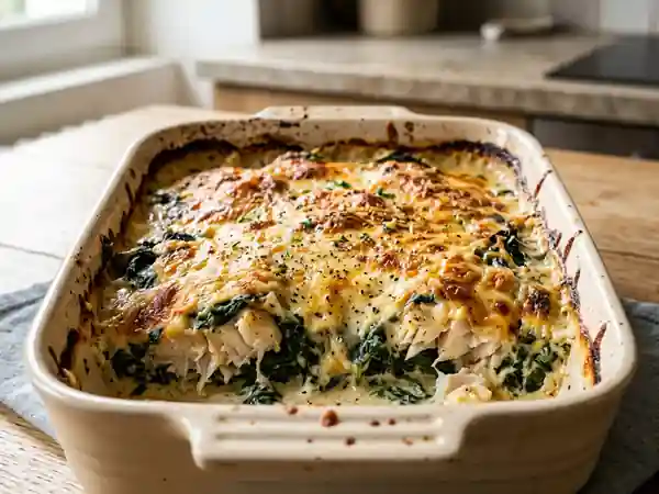 Cabillaud gratiné aux épinards et crème onctueuse - Photo de présentation