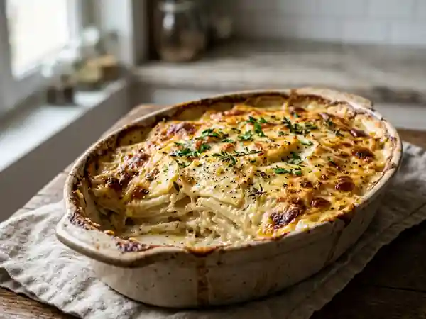 Gratin de céleri fondant et crème d'ail - Photo de présentation