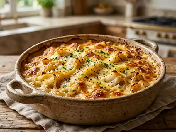 Effiloché de morue gratiné aux oignons doux - Photo de présentation