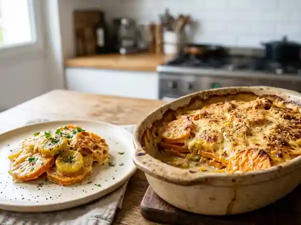 Gratin fondant patate douce et plantain - Photo de présentation
