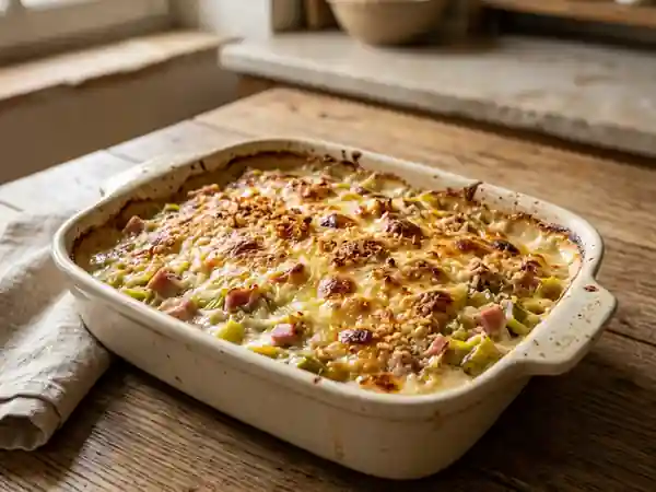 Poireaux fondants au jambon et parmesan - Photo de présentation