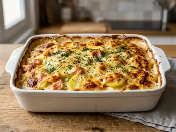 Gratin fondant de pommes de terre et saumon - Photo de présentation