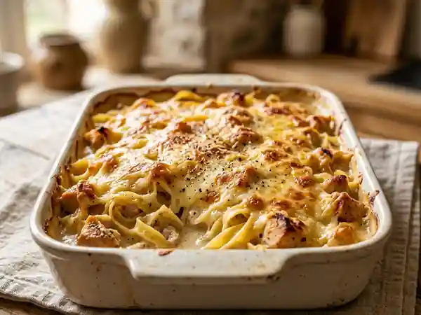 Tagliatelles au Poulet Crémeuses et Gratinées - Photo de présentation