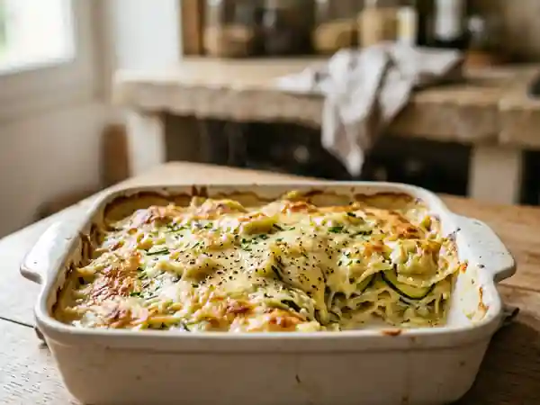 Gratin savoureux de ravioles aux courgettes fondantes - Photo de présentation