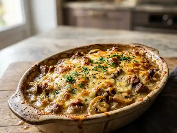 Gratin fondant de viande aux champignons - Photo de présentation