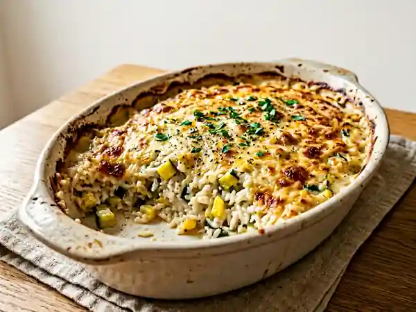Gratin de riz crémeux aux courgettes - Photo de présentation