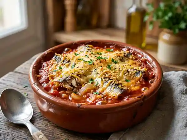Gratin de sardines à la tomate et croûte dorée - Photo de présentation