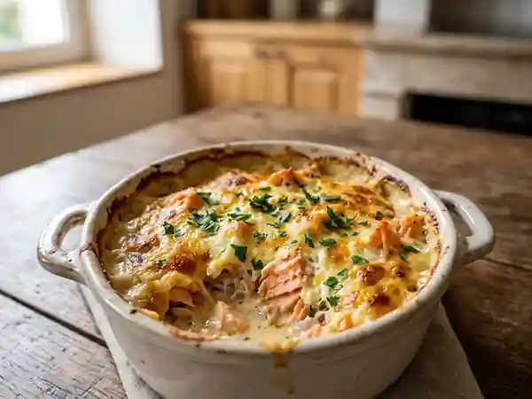 Gratin Crémeux Saumon Fumé et Chèvre Frais - Photo de présentation