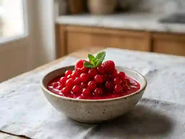 Groseilles fraîches et coulis de framboise - Photo de présentation