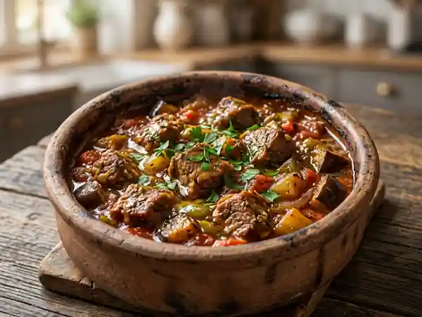 Güveç d'agneau fondant aux aubergines - Photo de présentation