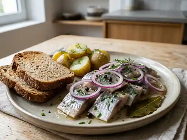 Harengs marinés fondants à l'oignon rouge - Photo de présentation
