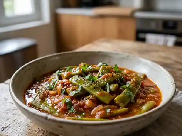 Haricots plats fondants à la sauce tomate - Photo de présentation