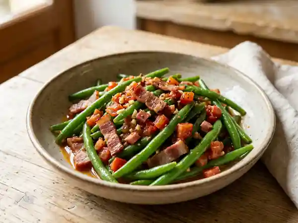 Haricots à l'albigeoise, jambon cru et ail fondant - Photo de présentation