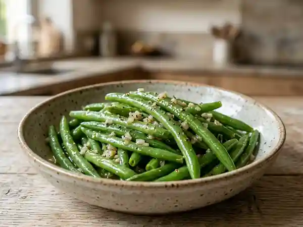 Haricots verts croquants à la moutarde fine - Photo de présentation