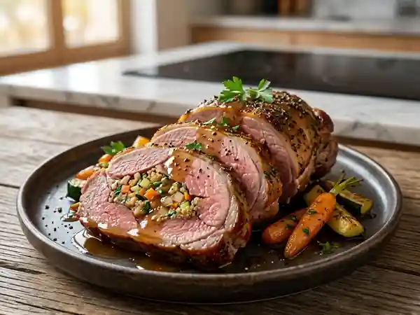Agneau farci fondant aux petits légumes - Photo de présentation