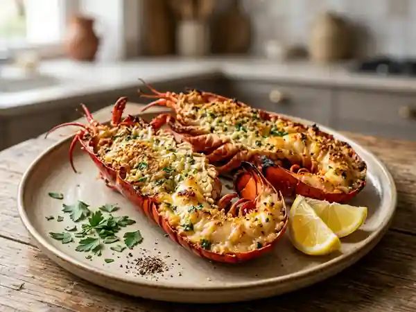 Homards gratinés au parmesan et beurre d'ail - Photo de présentation
