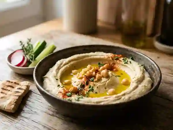 Houmous onctueux au tahini et citron - Photo de présentation