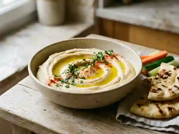 Houmous onctueux au tahini et citron - Photo de présentation