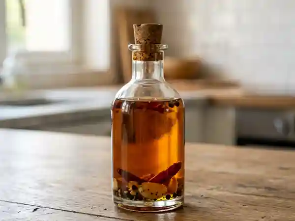 Huile d'olive ardente à l'ail et piment - Photo de présentation