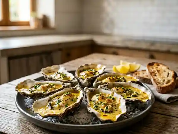 Huîtres gratinées au curry et crème soyeuse - Photo de présentation