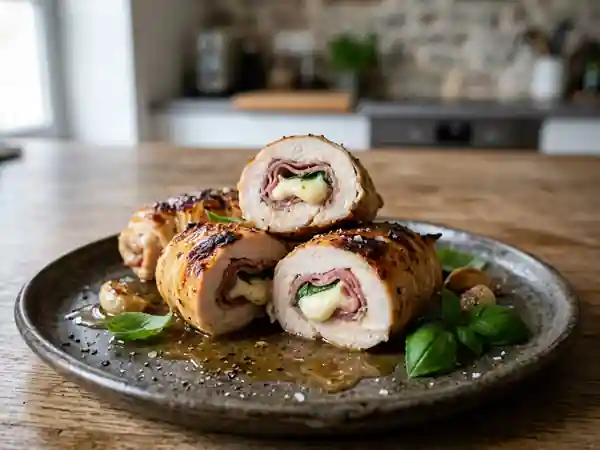 Involtini de blancs de poulet farcis à l'italienne - Photo de présentation