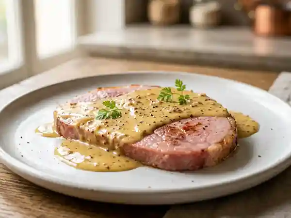 Jambon à la sauce moutarde onctueuse : recette facile et savoureuse - Photo de présentation