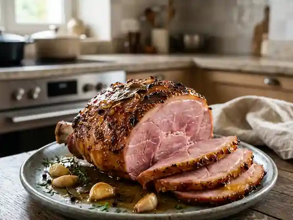 Jambon à l'os laqué au miel et moutarde - Photo de présentation