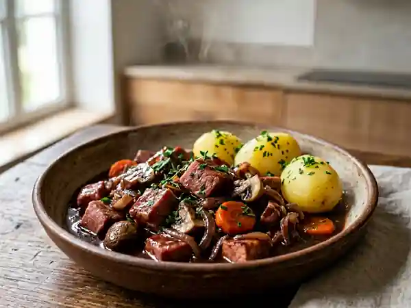 Jambon Bourguignon fondant à la sauce vin rouge - Photo de présentation