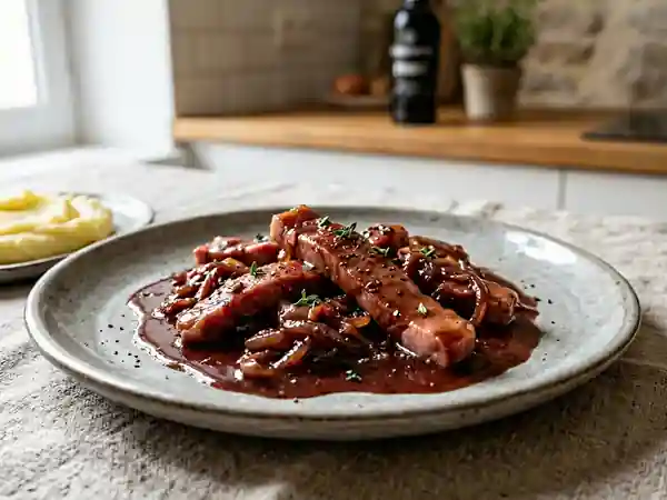 Jambon braisé au porto : recette savoureuse et raffinée - Photo de présentation