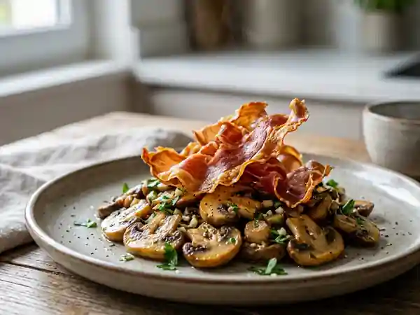 Poêlée de champignons et jambon craquant - Photo de présentation