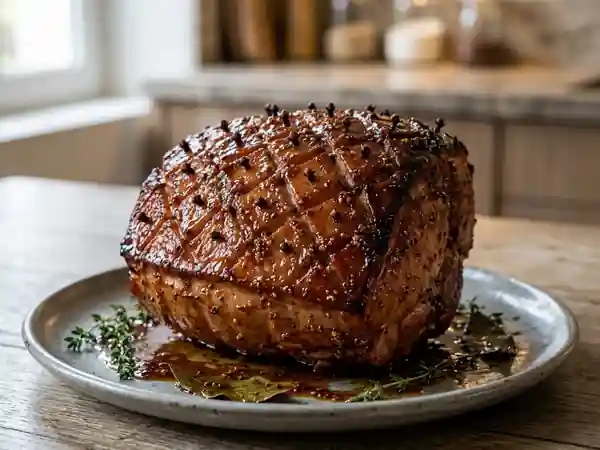 Jambon de Noël laqué au miel et girofle - Photo de présentation