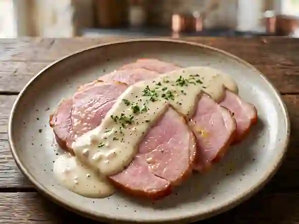 Jambon d'York fondant, crème au Chablis - Photo de présentation