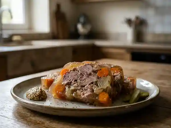 Jarret de porc en gelée maison : recette traditionnelle savoureuse - Photo de présentation